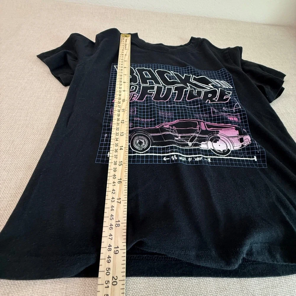 Back to the Future Kids‎ Shirt Small Black DeLorean Graphic Tee Retro Movie 0476